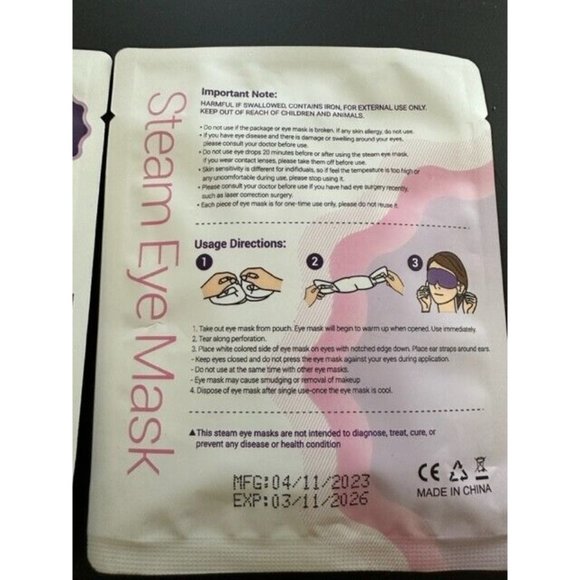 BeHoomi Lavender 2 Packs Steam Eye Mask Self Heating Eye Mask for Relieve Strain - Picture 4 of 5